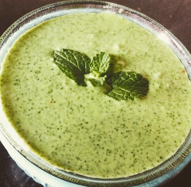Mint (Pudina) Chutney with Yogurt (Dahi)