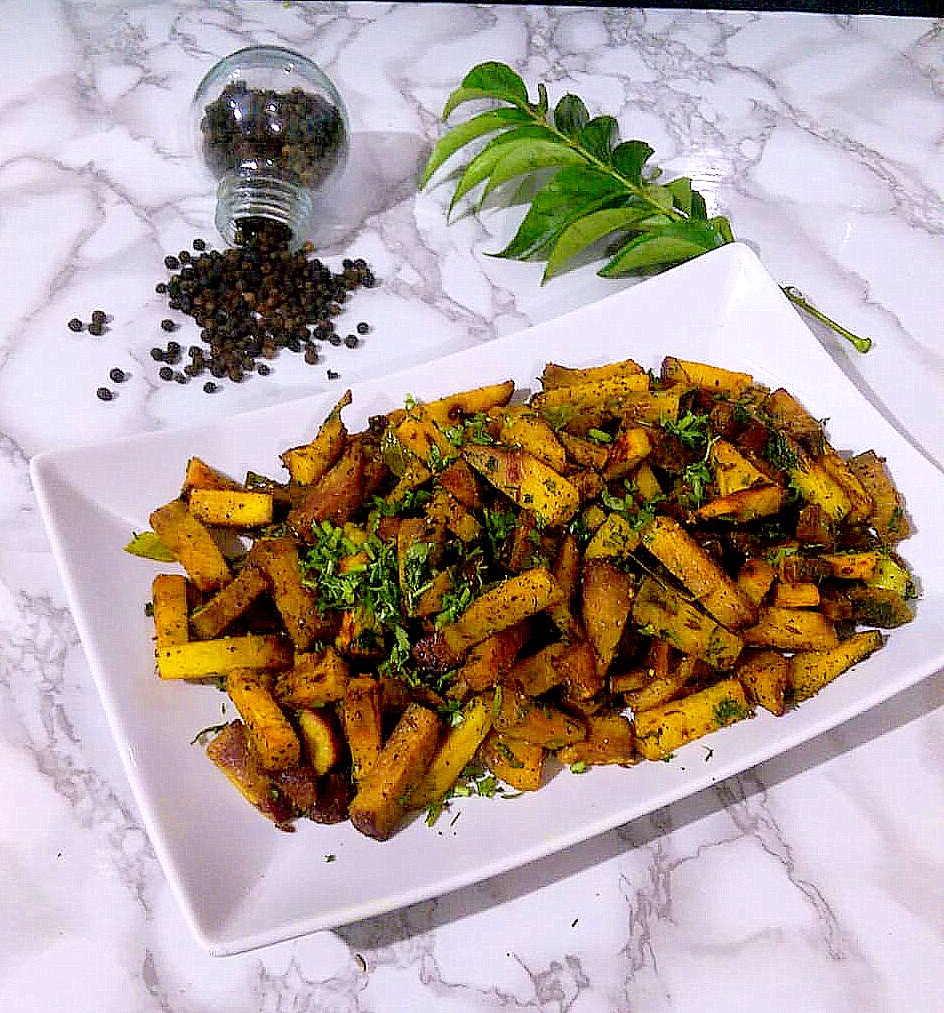 Purple Yam Pepper Fry / Rasavalli Kizhanku Fry