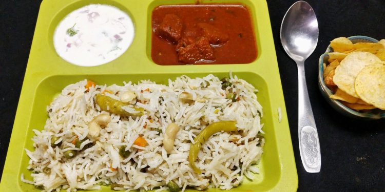 Coconut Milk Pulav / Veg Pulav with Coconut Milk in a pressure Cooker